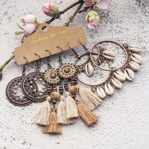 3 Pair Set Tribal Bohemian Dangle Earrings